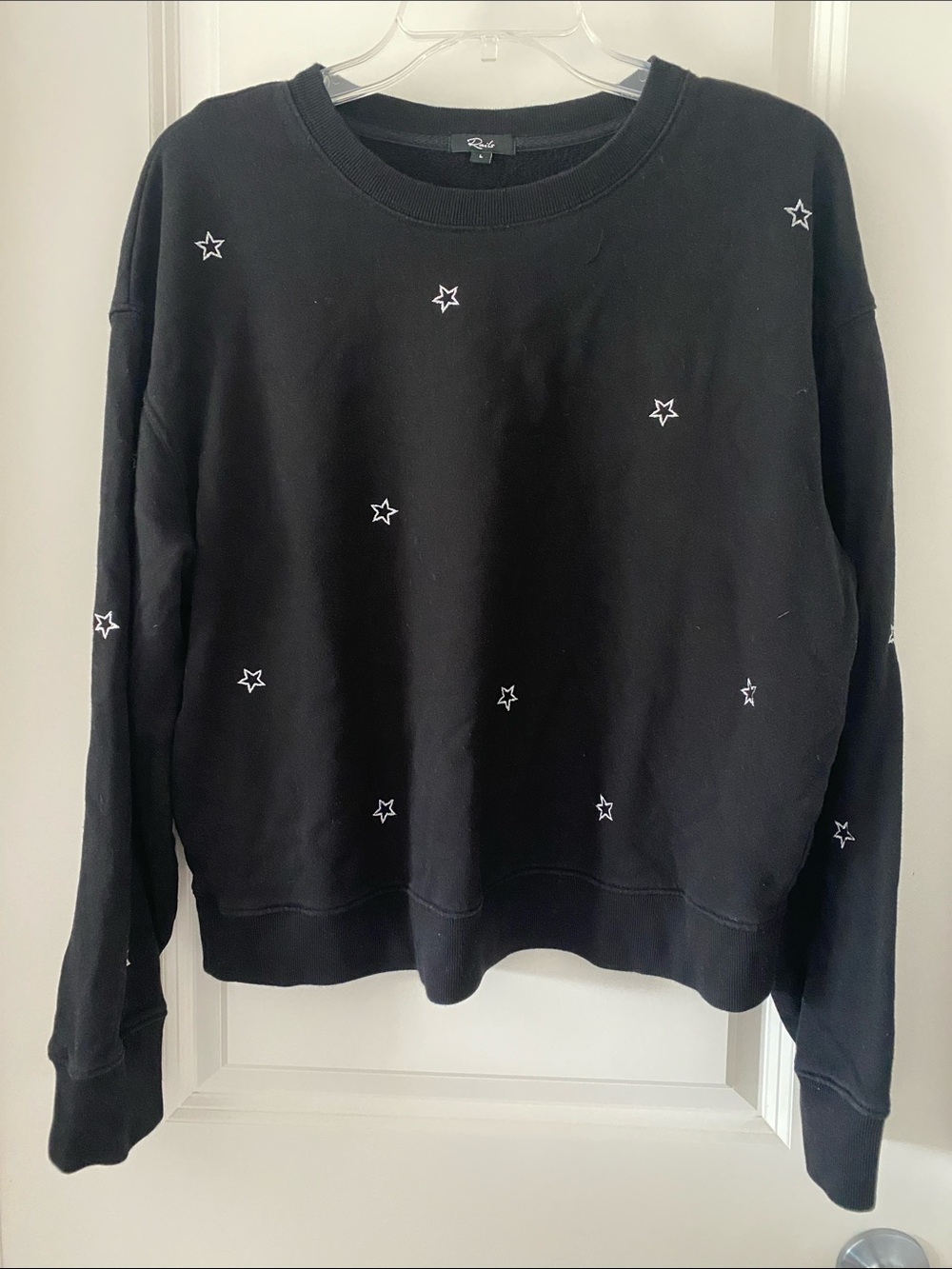 Rails Black Crewneck Sweatshirt with White Star Embroidery